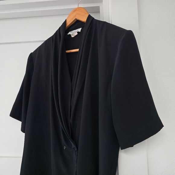 Frenzo Vintage 80s Half Sleeve Blazer Blouse in Black - Picture 2 of 12